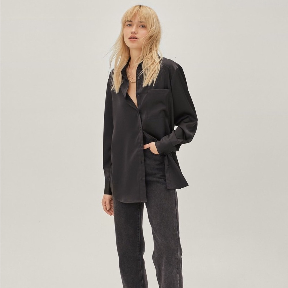Nasty Gal Satin Oversized Shirt